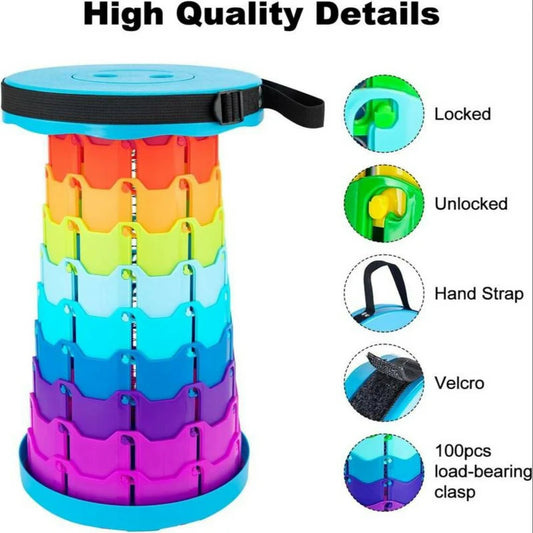 Portable Telescopic Stool Foldable Adjustable Height – Lightweight Collapsible Camping Chair, Compact Travel Seat for Outdoor Activities, Fishing, Hiking & Picnic