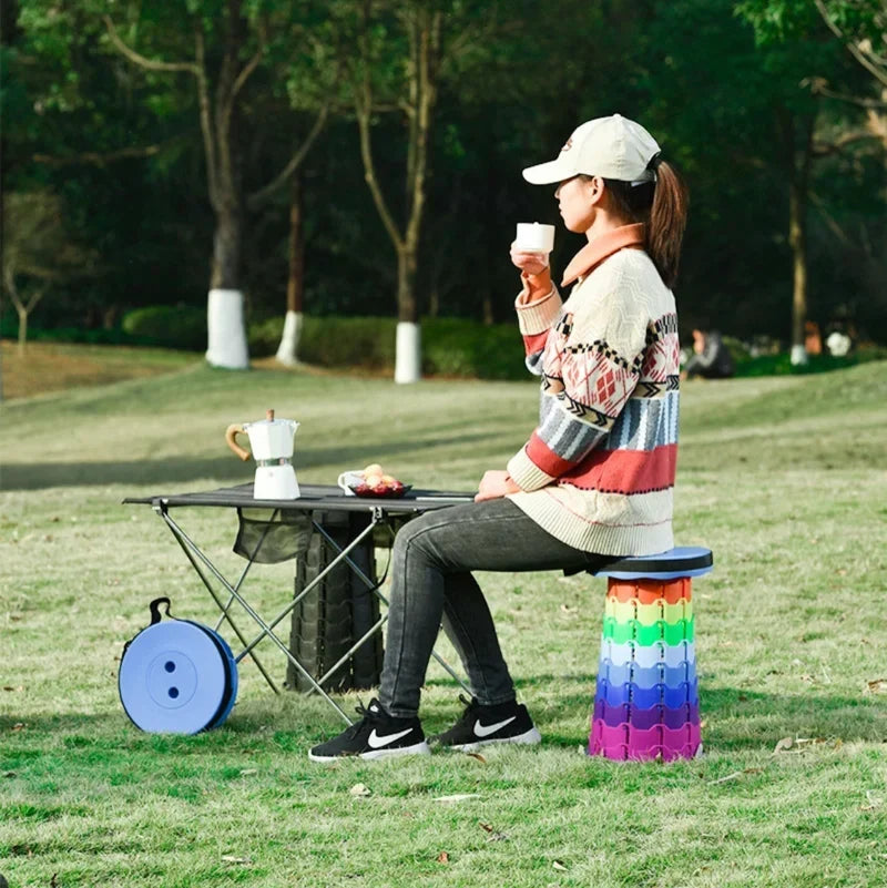 Portable Telescopic Stool Foldable Adjustable Height – Lightweight Collapsible Camping Chair, Compact Travel Seat for Outdoor Activities, Fishing, Hiking & Picnic