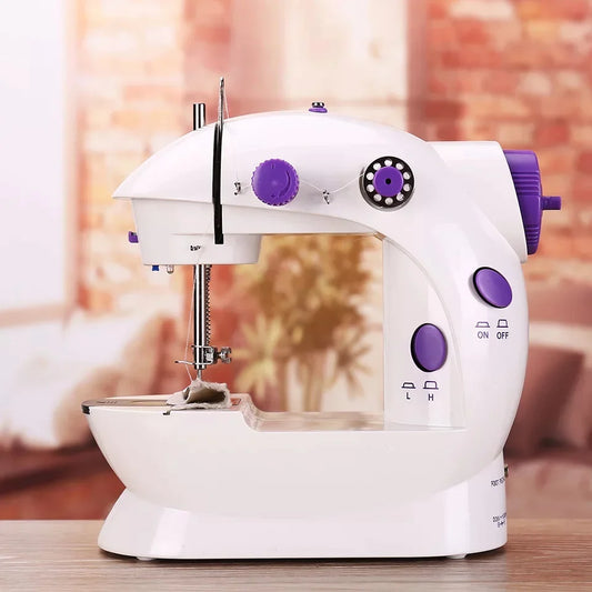 SHOWAY SM-202A Mini Sewing Machine – Portable Electric Sewing Machine for Beginners, Household Clothes Repair & Mending, DIY Crafting & Stitching Machine