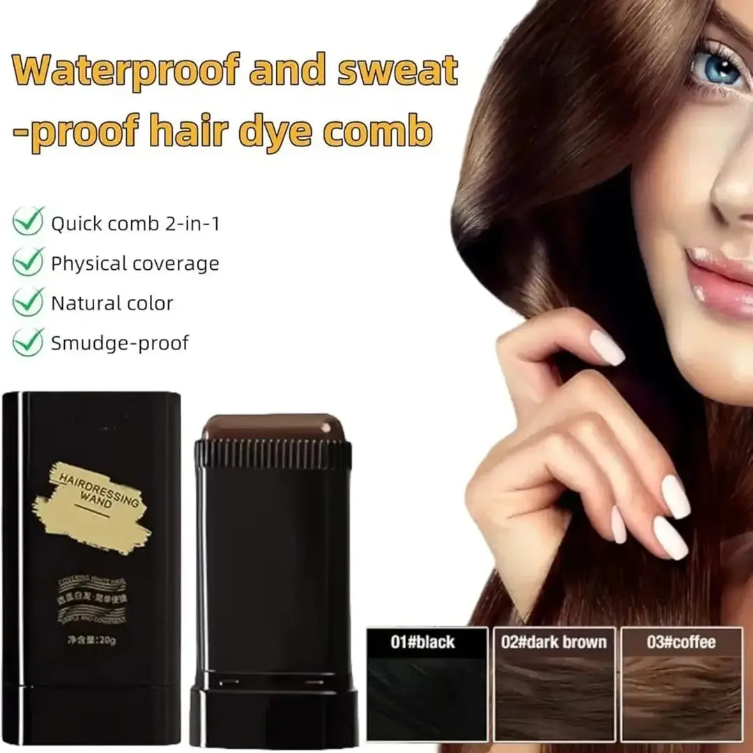 Instant Root Touch Up Hair Color Comb Stick – Quick Gray Hair & Root Coverage, Portable Hairline Concealer for Women & Men