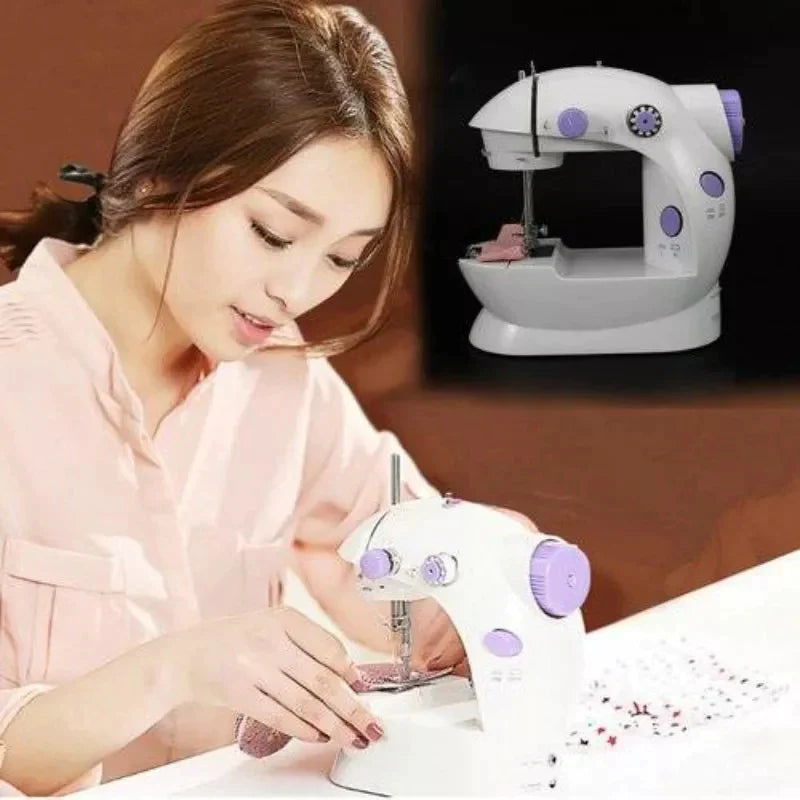 SHOWAY SM-202A Mini Sewing Machine – Portable Electric Sewing Machine for Beginners, Household Clothes Repair & Mending, DIY Crafting & Stitching Machine