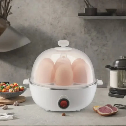 3-in-1 Electric Egg Cooker 7 Egg Capacity – Hard Boiled Egg Maker, Poached Egg Cooker, Omelet Maker & Vegetable Steamer, Automatic Egg Boiler for Breakfast & Meal Prep