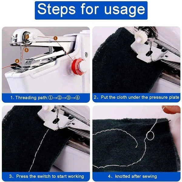 Handheld Sewing Machine Portable Mini Sewing Machine – Cordless Electric Clothes Repair Stitching Machine for Home, Travel & Beginners