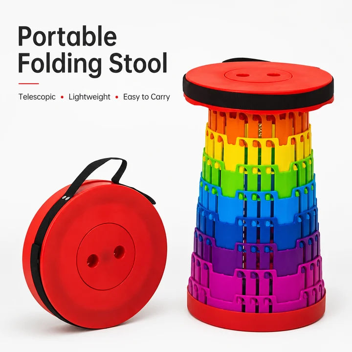 Portable Telescopic Stool Foldable Adjustable Height – Lightweight Collapsible Camping Chair, Compact Travel Seat for Outdoor Activities, Fishing, Hiking & Picnic