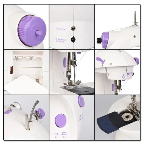 SHOWAY SM-202A Mini Sewing Machine – Portable Electric Sewing Machine for Beginners, Household Clothes Repair & Mending, DIY Crafting & Stitching Machine