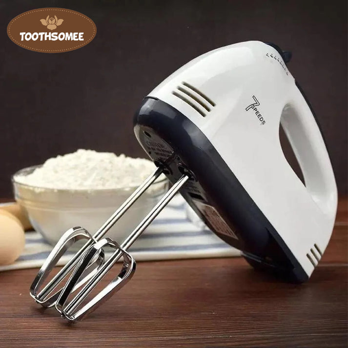 7-Speed Electric Handheld Beater – Multifunctional Mini Egg Beater & Mixer with Stainless Steel Whisk for Cakes, Cookies, Brownies, Cream & Dough Batter