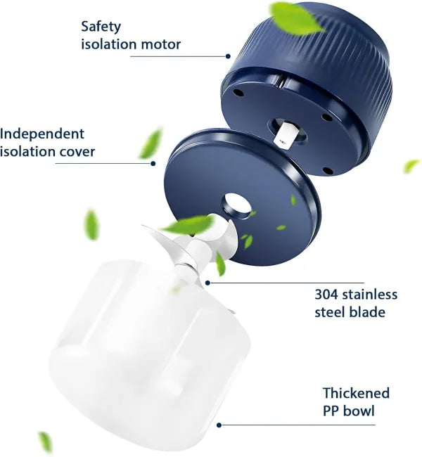 Electric Mini Garlic Chopper 300ML – Cordless USB Rechargeable Food Processor, Vegetable & Onion Cutter, Chili Ginger Mincer, Mini Meat & Food Grinder