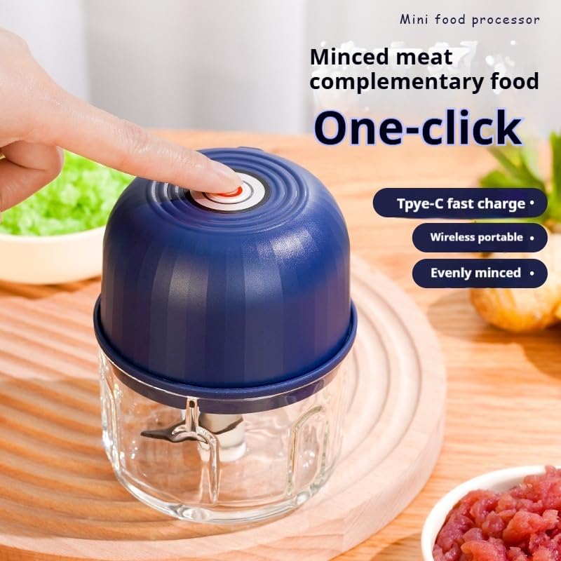 Electric Mini Garlic Chopper 300ML – Cordless USB Rechargeable Food Processor, Vegetable & Onion Cutter, Chili Ginger Mincer, Mini Meat & Food Grinder