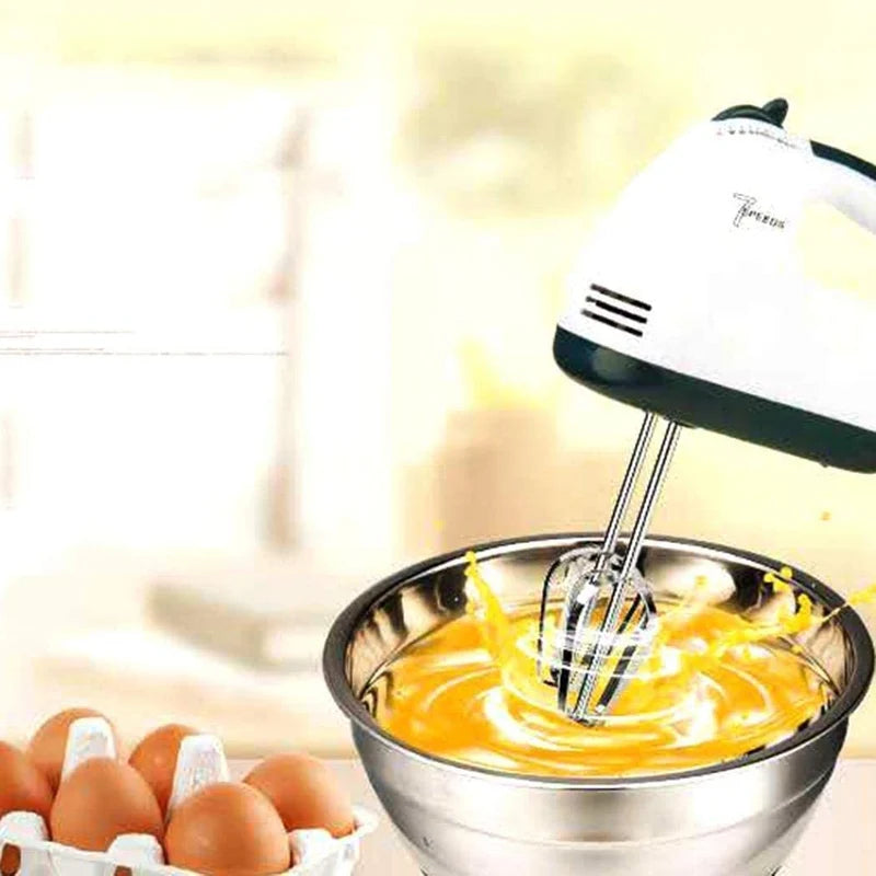 7-Speed Electric Handheld Beater – Multifunctional Mini Egg Beater & Mixer with Stainless Steel Whisk for Cakes, Cookies, Brownies, Cream & Dough Batter