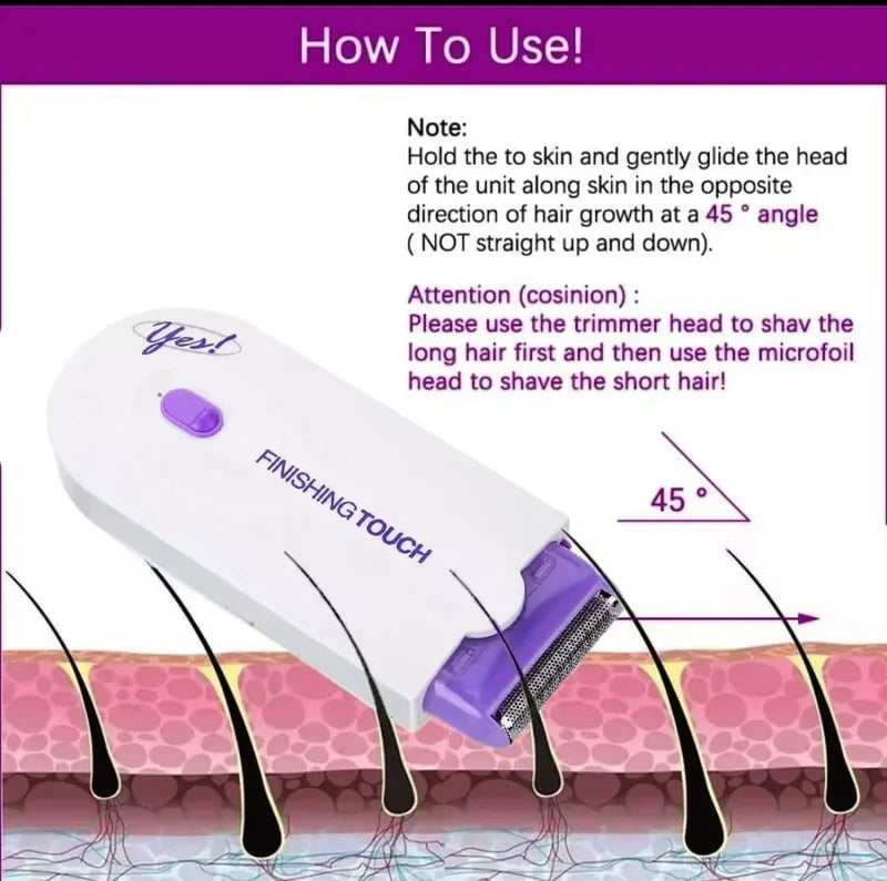 Rechargeable Finishing Touch Hair Remover – Portable Electric Hair Removal Machine for Women, Cordless Facial & Body Hair Remover, Smooth Skin Beauty Grooming Device
