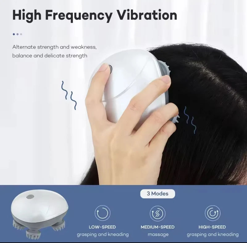 Electric Scalp Massager Rechargeable Head Massager Machine – Cordless Scalp Massage Brush for Relaxation, Self-Care & Stress Relief