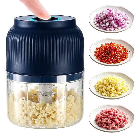 Electric Mini Garlic Chopper 300ML – Cordless USB Rechargeable Food Processor, Vegetable & Onion Cutter, Chili Ginger Mincer, Mini Meat & Food Grinder
