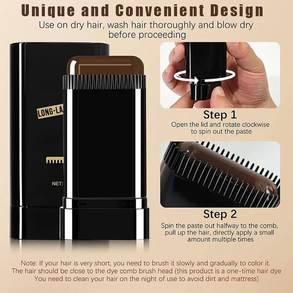 Instant Root Touch Up Hair Color Comb Stick – Quick Gray Hair & Root Coverage, Portable Hairline Concealer for Women & Men