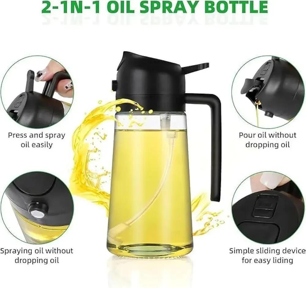 2-in-1 Oil Sprayer Bottle – Refillable Cooking Oil Dispenser for Kitchen, Air Fryer & Baking