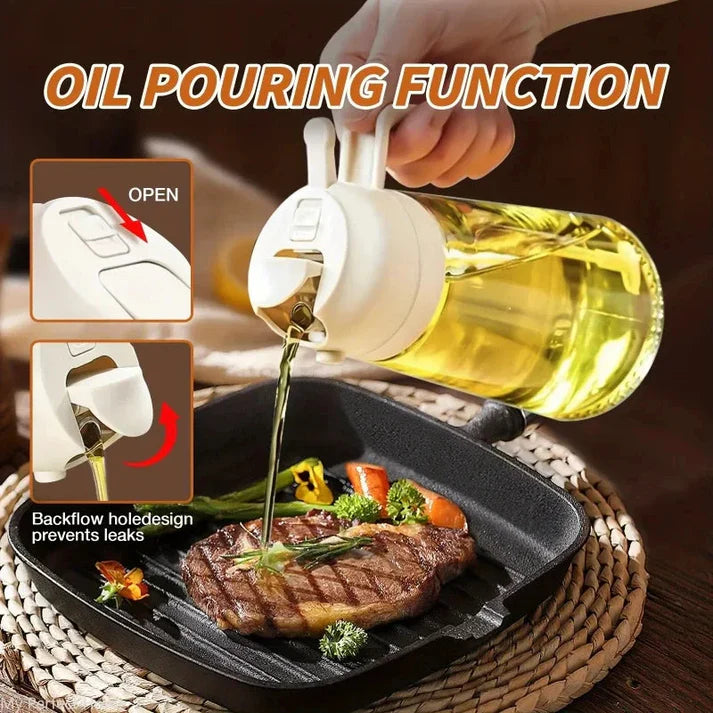 2-in-1 Oil Sprayer Bottle – Refillable Cooking Oil Dispenser for Kitchen, Air Fryer & Baking