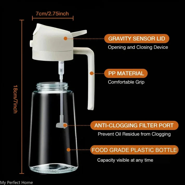 2-in-1 Oil Sprayer Bottle – Refillable Cooking Oil Dispenser for Kitchen, Air Fryer & Baking
