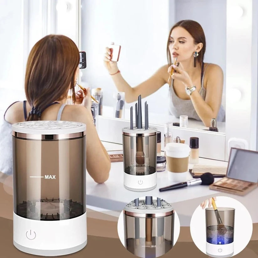 Portable Electric Makeup Brush Cleaner Machine – Automatic Makeup Brush Washing & Cleaning Device, Fast Deep Cleaning Tool for Cosmetic Brushes, Beauty Accessories for Home & Travel