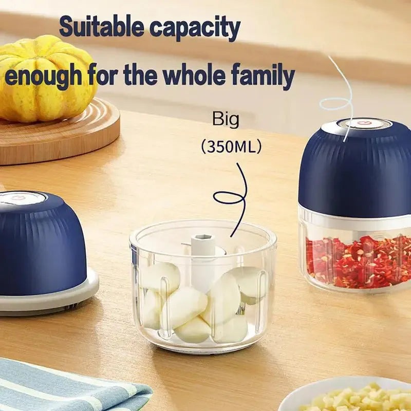 Electric Mini Garlic Chopper 300ML – Cordless USB Rechargeable Food Processor, Vegetable & Onion Cutter, Chili Ginger Mincer, Mini Meat & Food Grinder