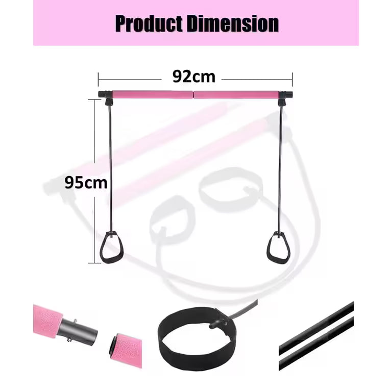 Portable Pilates Bar & Resistance Bands Set – Yoga Exercise Elastic Rope Stick for Home Workout, Full Body Strength Training, Stretching & Fitness