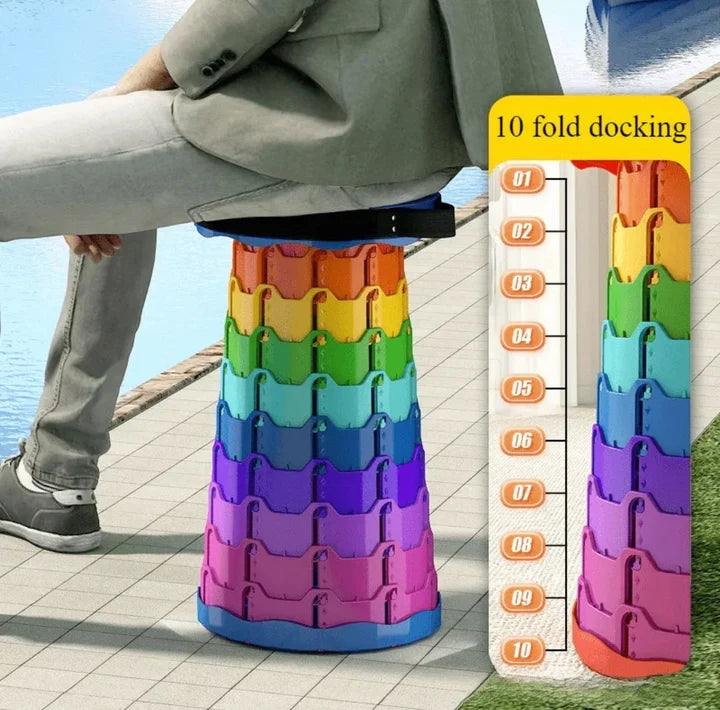 Portable Telescopic Stool Foldable Adjustable Height – Lightweight Collapsible Camping Chair, Compact Travel Seat for Outdoor Activities, Fishing, Hiking & Picnic