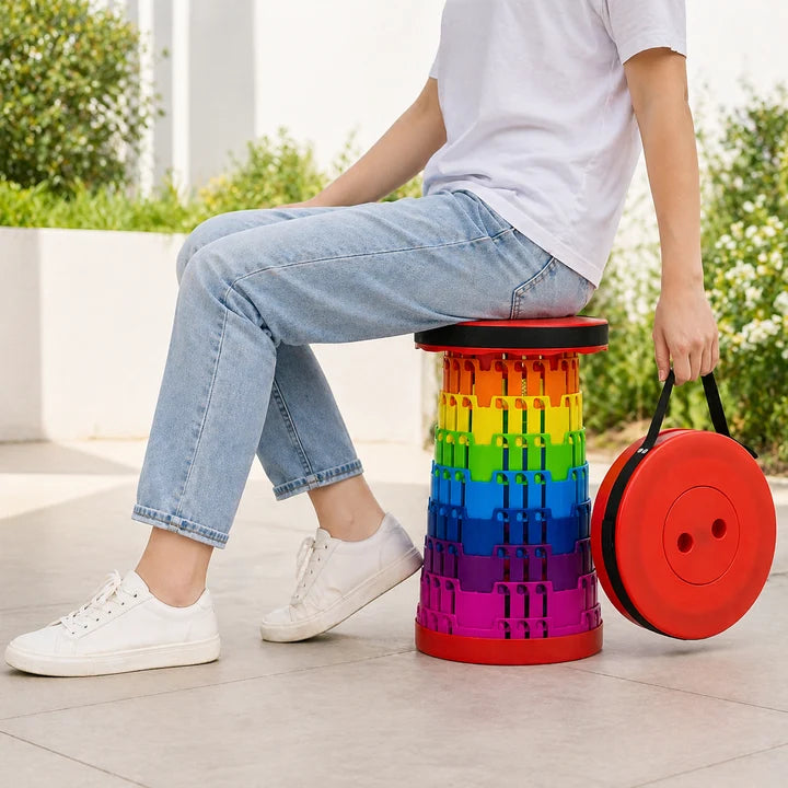 Portable Telescopic Stool Foldable Adjustable Height – Lightweight Collapsible Camping Chair, Compact Travel Seat for Outdoor Activities, Fishing, Hiking & Picnic
