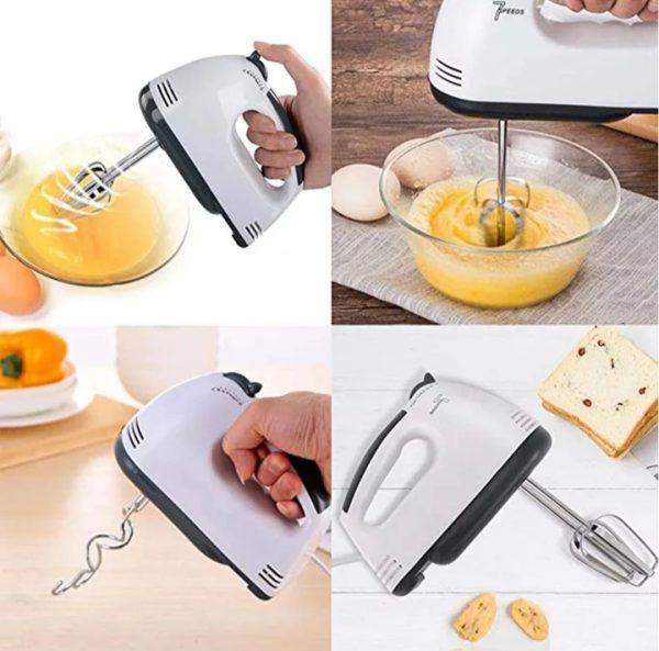7-Speed Electric Handheld Beater – Multifunctional Mini Egg Beater & Mixer with Stainless Steel Whisk for Cakes, Cookies, Brownies, Cream & Dough Batter