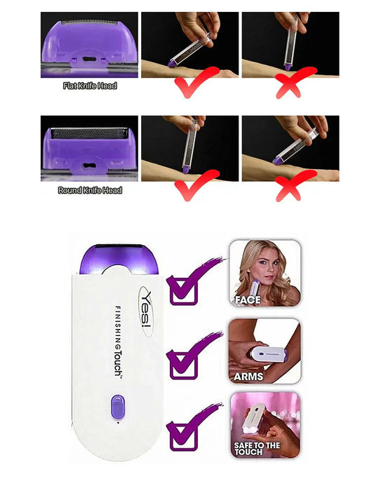 Rechargeable Finishing Touch Hair Remover – Portable Electric Hair Removal Machine for Women, Cordless Facial & Body Hair Remover, Smooth Skin Beauty Grooming Device