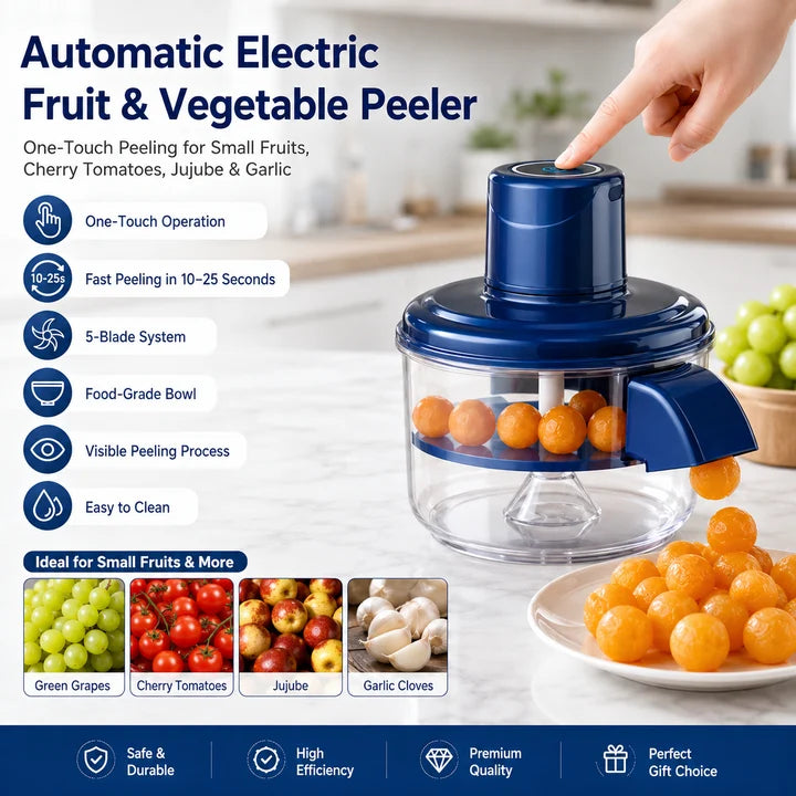 Automatic Electric Fruit & Vegetable Peeler – QuickPeel Kitchen Peeling Machine, Automatic Potato, Apple & Vegetable Skin Remover, Fast Easy Food Prep Kitchen Gadget