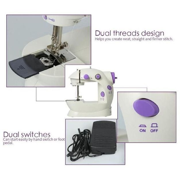 SHOWAY SM-202A Mini Sewing Machine – Portable Electric Sewing Machine for Beginners, Household Clothes Repair & Mending, DIY Crafting & Stitching Machine