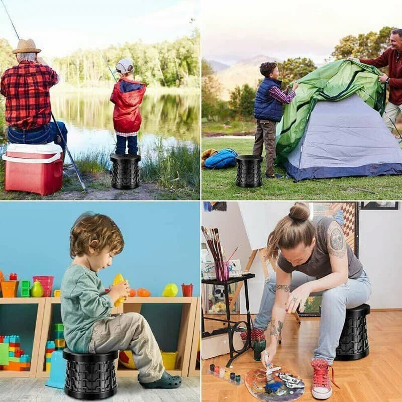 Portable Telescopic Stool Foldable Adjustable Height – Lightweight Collapsible Camping Chair, Compact Travel Seat for Outdoor Activities, Fishing, Hiking & Picnic