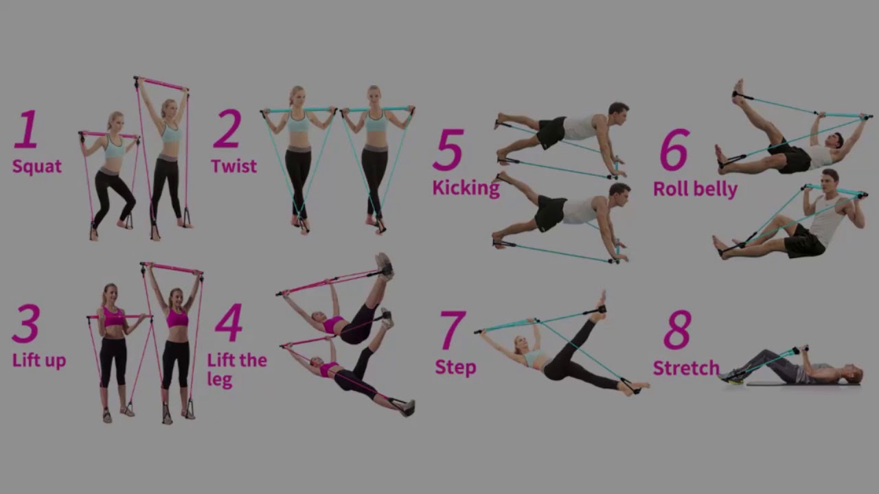 Portable Pilates Bar & Resistance Bands Set – Yoga Exercise Elastic Rope Stick for Home Workout, Full Body Strength Training, Stretching & Fitness