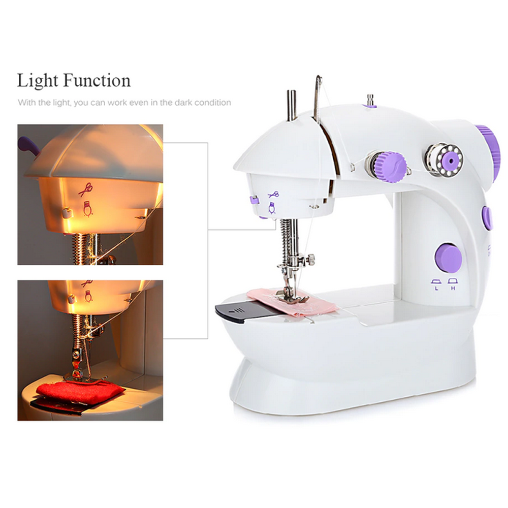 SHOWAY SM-202A Mini Sewing Machine – Portable Electric Sewing Machine for Beginners, Household Clothes Repair & Mending, DIY Crafting & Stitching Machine